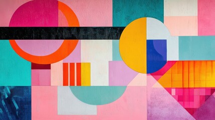 Vibrant Abstract Geometric Shapes on Colorful Background