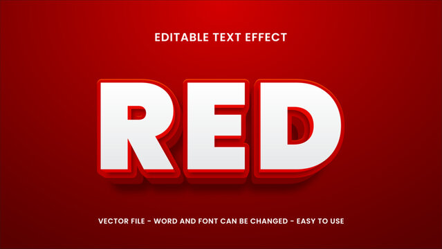 Red text effect, editable strong 3d text effect
