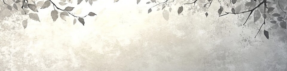 Naklejka premium Gentle Pastel Watercolor Background With Delicate Grey Leaf Silhouettes, Elegant Floral Design