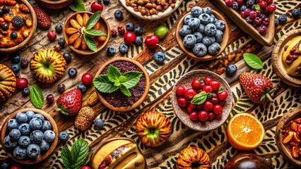 Fototapeta premium Boho Chic Food Photography Background: Small Animal Print Texture