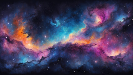 Fototapeta premium Abstract watercolor galaxy with stars and nebula