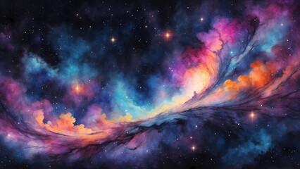 Fototapeta premium Colorful nebula in space with stars and cosmic clouds