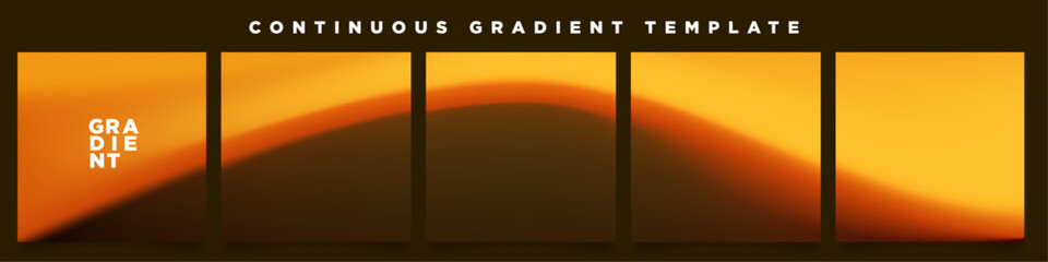 Beautiful flowing orange gradient carousel ad template. Continuous orange gradation cards. Abstract Desert dune floor. Luxurious and cozy autumn backgrounds. Vector Illustration. © Ja Creatives