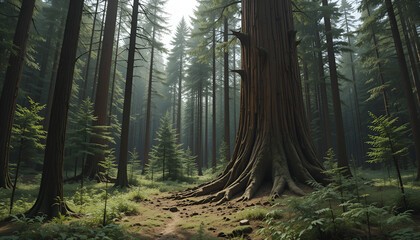 Fototapeta premium The forest has young trees, big trees, and wide and tall forests.