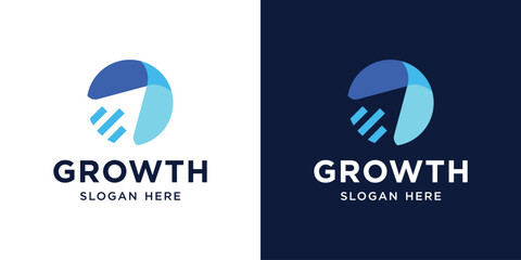 Modern Growth Logo. Overlap Arrow Graphic Icon. Logo Design Template for Business Finance. 