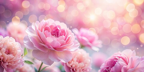 Obraz premium Soft Pink Blush Floral Abstract Background, Low Light Photography, Artistic Wallpaper, Dreamy Floral Design, Bokeh Effect, Romantic Flower Art