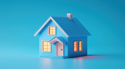 Tiny Blue Isometric House Emoji
