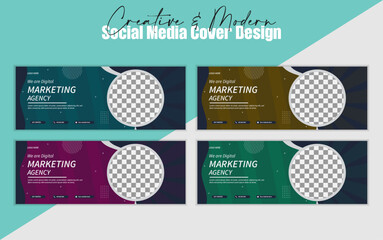 Professional email signature for all business with white background, unique design template. Colorful set of horizontal abstract banners.