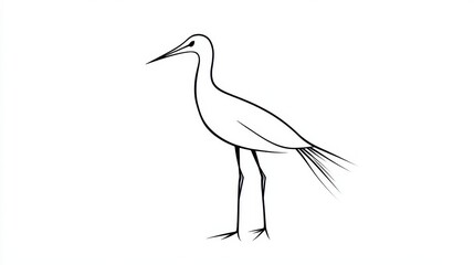 Obraz premium Elegant Outline of a Bird Standing Gracefully on One Leg