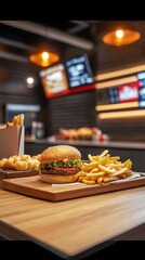 Burger and Fries Restaurant Meal Time