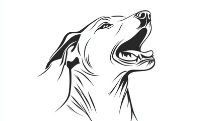 Obraz premium Elegant Line Art Illustration of a Dog Howling in Profile View