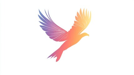 Obraz premium Colorful Gradient Bird Silhouette with Elegant Wing Design