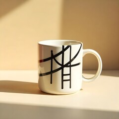 Minimalist Geometric Mug in Sunlight