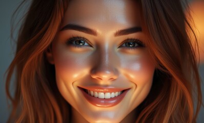 Smiling young woman with glowing skin