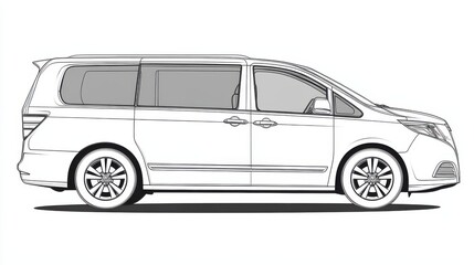 Obraz premium Side View Illustration of a Modern Family Minivan Vehicle Design