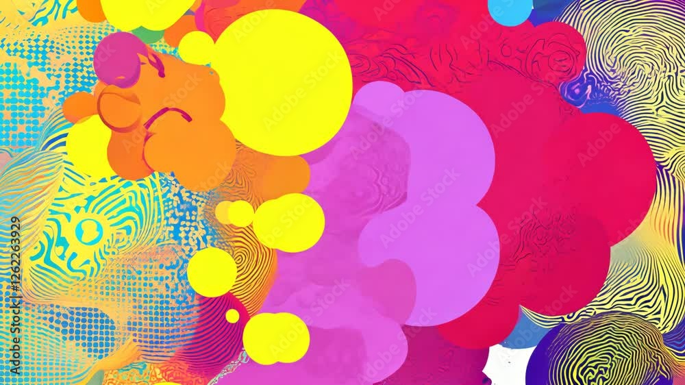 Fototapete a colorful background with many different colored circles. some of the circles are yellow, some are 