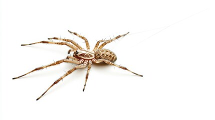 Detailed Close-Up of a Spider on Plain White Background