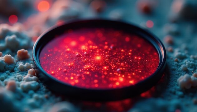 Microscopic view of red filter, bandpass visible , research, filter