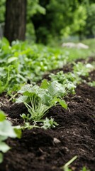 Close Up of Lush Green Plants in a Garden Bed