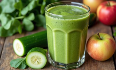 Refreshing green smoothie with fresh ingredients