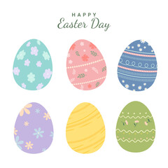Set of easter eggs with flowers vector illustration. Easter seamless icons with colorful eggs and flowers.