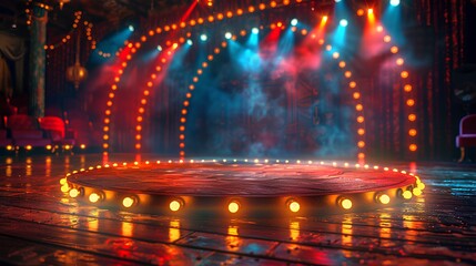 Fototapeta premium podium stage with frame light theatre background. casino gambling ambiance