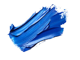 Fototapeta premium Abstract blue paint stroke on transparent background. Dynamic brushstrokes create texture and movement