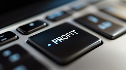 Obraz premium Close-up of Black Key with 'Profit' Label on Sleek Modern Computer Keyboard