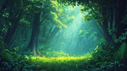 Obraz premium Enchanted Forest: A Digital Painting of Serene Nature