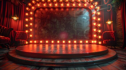 podium stage with frame light theatre background. casino gambling ambiance