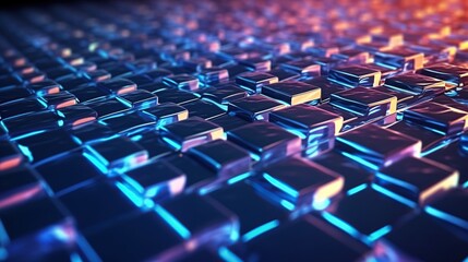 Obraz premium Abstract 3D Background with Glowing Cubes and Vibrant Colors