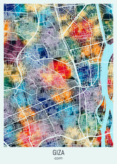Fuzhou, China, City, Atlas, Map, Watercolor, Highway, Primary, Se. downtown printable Landmarks, print city painting, travel art, city banner, modern city, urban city art, background abstract city Map