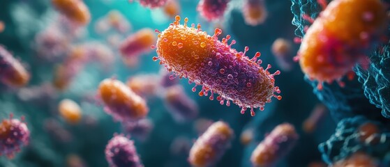 Naklejka premium Vibrant 3D Microorganisms in High Fidelity Rendering