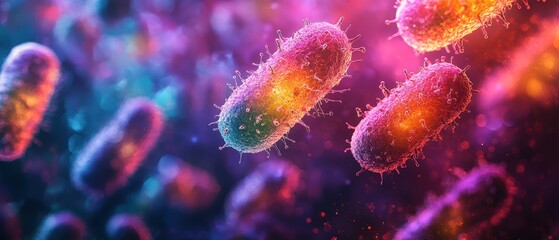 Fototapeta premium Vibrant Glowing Bacteria in Dynamic Colors