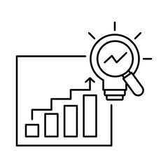 Insight icon.  Lightbulb Representing a Deep Understanding and Clear Perspective Gained Through Critical Thinking and Data Evaluation. Vector illustration.