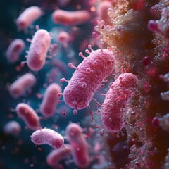 Fototapeta premium Conceptual Visualization of Bacteria Breaking Down Waste