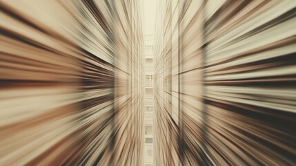 City corridor zoom, perspective, urban speed, background buildings, architectural design