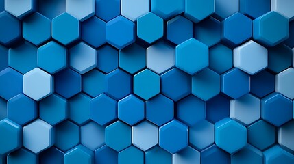 Naklejka premium A vibrant close-up view of a hexagonal pattern in shades of blue, showcasing a modern and innovative design ideal for backgrounds, wallpapers, and creative projects.