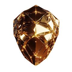 Abstract Faceted Face Sculpture in Golden Metallic Finish