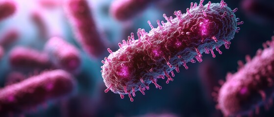 Naklejka premium Closeup of Bacterial Surface Proteins with Genetic Map