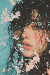 The digital form of a woman is abstractly and colorfully portrayed, symbolizing the harmony of creativity and emotion in a modern and vibrant aesthetic