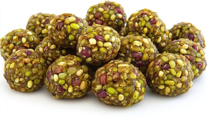 Fototapeta premium Green bean energy balls studio shot, healthy snack food