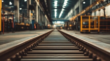 Obraz premium Factory Rail Tracks Industrial Interior