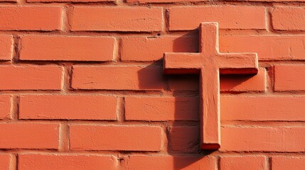 Obraz premium Religious Cross on a Red Brick Wall