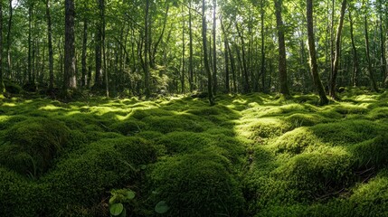 Obraz premium Sunlit Mossy Forest Floor