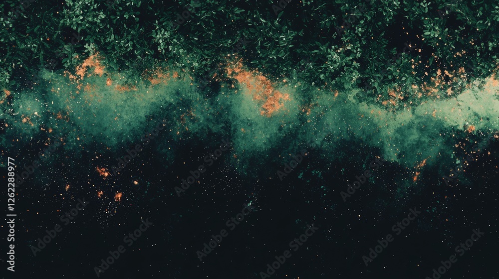 Poster the digital representation of vibrant green, rain-inspired patterns forms a visually striking backdr