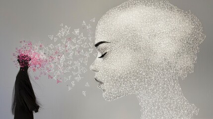 Futuristic Minimalist Geometric Woman Polygon Abstract Art