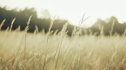 Fototapeta premium Golden Hour Meadow Sunset Grassland Nature Landscape