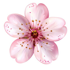 Beautiful Pink Cherry Blossom Flower Isolated on White Background