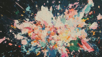 Image representing a concept, featuring a minimalist backdrop with vibrant multicolored sparks emanating from various points